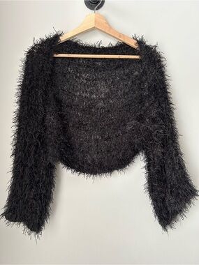Fuzzy Cropped Shrug Sweater
